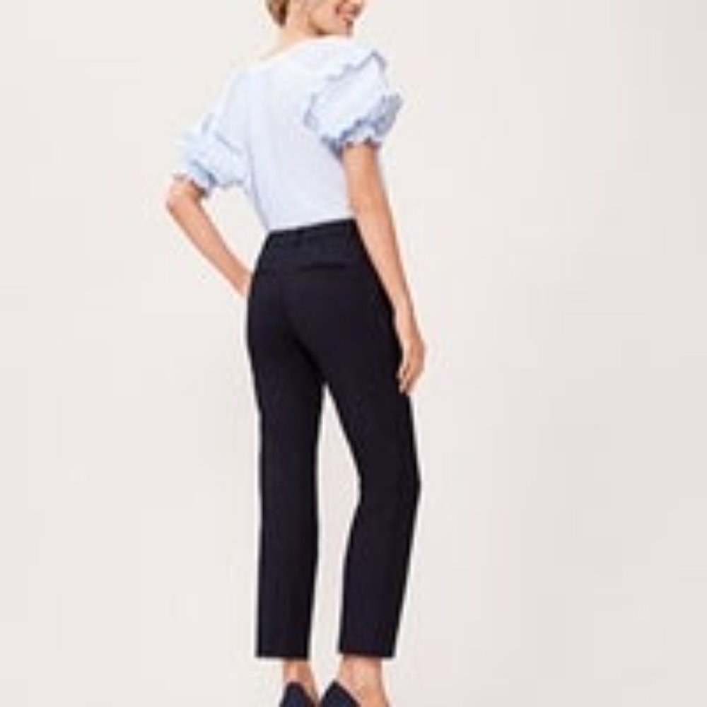 ANN TAYLOR HIGH WAIST CURVY FIT BLACK CUFFED TROUSER ANKLE PANTS NWOT 8
